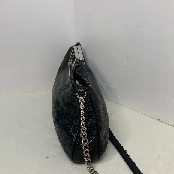 Michael Kors shinny black leather night out bag